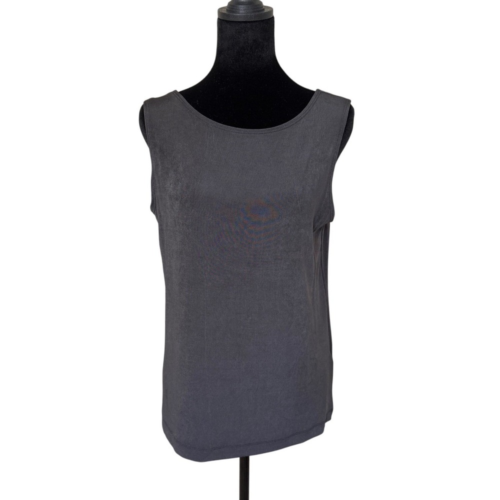 Chicos Travelers Essential Reversible Tank Top Lavastone Grey Size 1 Capsule